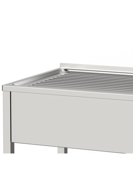 Fregadero bajo barra 1 seno y 1 escurridor industrial acero inoxidable 800 x 500 x 850 mm
