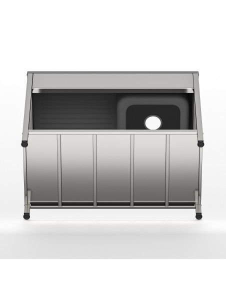 Fregadero bajo barra 1 seno y 1 escurridor industrial acero inoxidable 800 x 500 x 850 mm