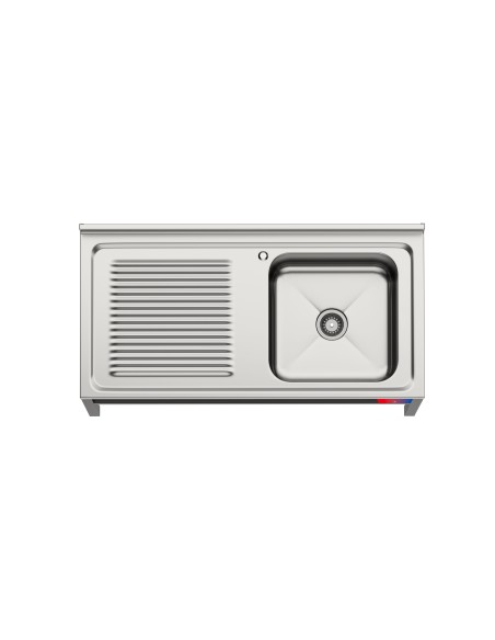 Fregadero 1 seno y 1 escurridor, industrial acero inoxidable 1200 x 600 x 850 mm