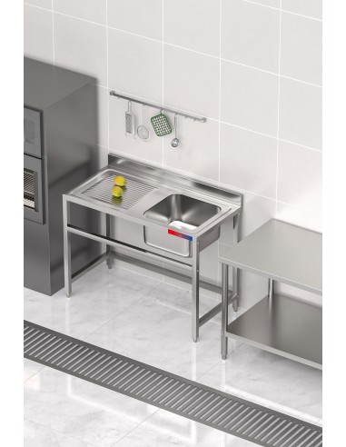 Fregadero 1 seno y 1 escurridor, industrial...