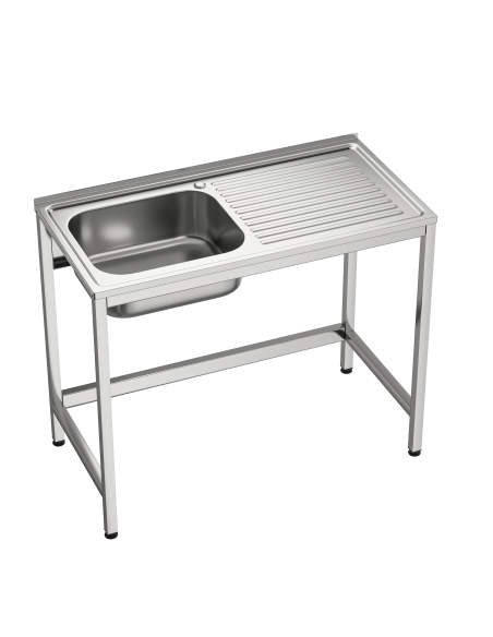 Fregadero bajo barra 1 seno y 1 escurridor industrial acero inoxidable 1000 x 500 x 850 mm