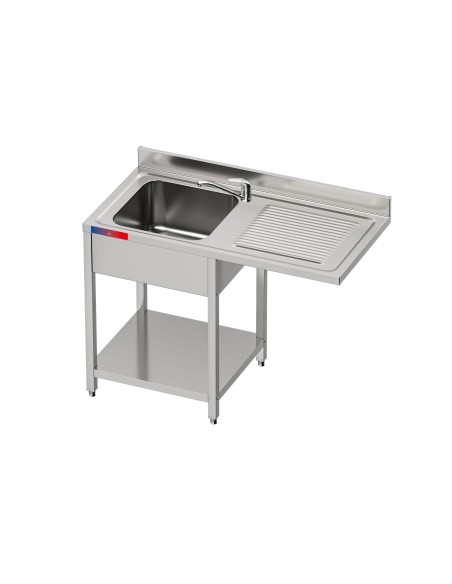 Fregadero bajo barra 1 seno y 1 escurridor, incluye grifo dos aguas industrial acero inoxidable 1200 x 600 x 850 mm