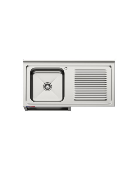 Fregadero bajo barra 1 seno y 1 escurridor, incluye grifo dos aguas industrial acero inoxidable 1200 x 600 x 850 mm