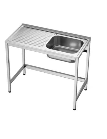 Fregadero industrial bajo barra 1 cuba 1 escurridor hueco lavavasos 1000 x 500 x 850 mm