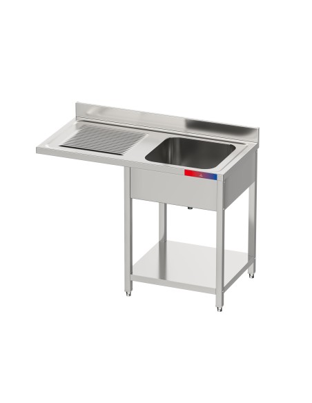 Fregadero bajo barra 1 seno y 1 escurridor, incluye grifo dos aguas industrial acero inoxidable 1200 x 600 x 850 mm