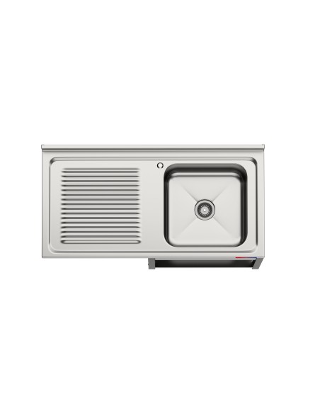 Fregadero bajo barra 1 seno y 1 escurridor, incluye grifo dos aguas industrial acero inoxidable 1200 x 600 x 850 mm