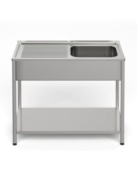 Fregadero bajo barra 1 seno y 1 escurridor industrial acero inoxidable 800 x 500 x 850 mm