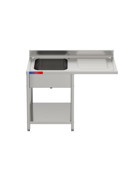 Fregadero bajo barra 1 seno y 1 escurridor industrial acero inoxidable hueco lavavasos 1200 x 600 x 850 mm