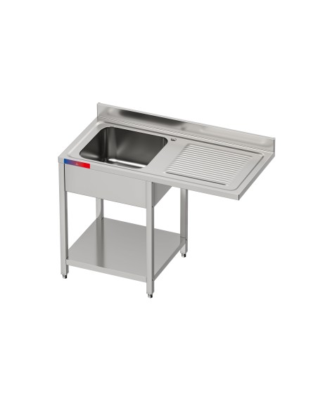 Fregadero bajo barra 1 seno y 1 escurridor industrial acero inoxidable hueco lavavasos 1200 x 600 x 850 mm