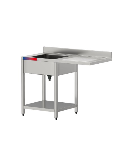 Fregadero bajo barra 1 seno y 1 escurridor industrial acero inoxidable hueco lavavasos 1200 x 600 x 850 mm