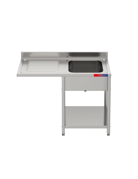 Fregadero bajo barra 1 seno y 1 escurridor industrial acero inoxidable hueco lavavasos 1200 x 600 x 850 mm