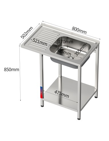 Fregadero bajo barra 1 seno y 1 escurridor...
