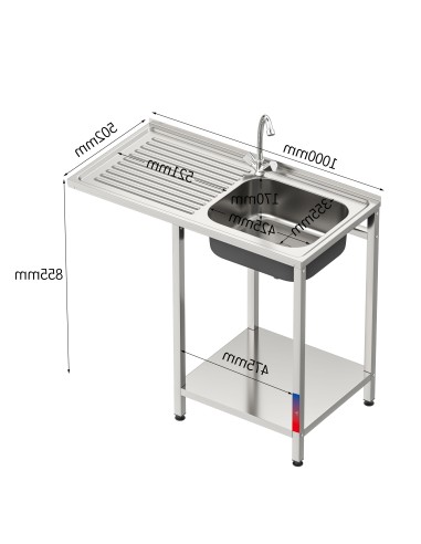 Fregadero bajo barra 1 seno y 1 escurridor...