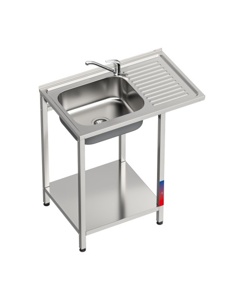 Fregadero bajo barra 1 seno y 1 escurridor y grifo dos aguas industrial acero inoxidable