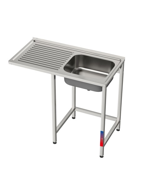 Fregadero bajo barra 1 seno y 1 escurridor y grifo dos aguas industrial acero inoxidable hueco lavavasos 1000 x 500 x 850 mm