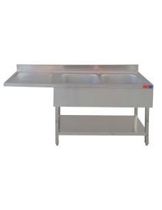 Fregadero industrial de acero inoxidable 2 senos 1...