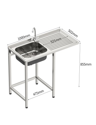 Fregadero bajo barra 1 seno y 1 escurridor y...