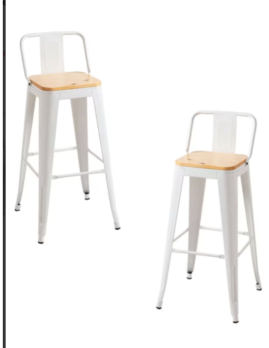 taburete de bar de metal blanco mate con...