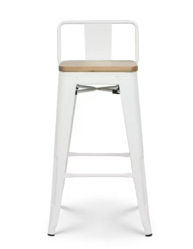 taburete de bar de metal blanco mate con...