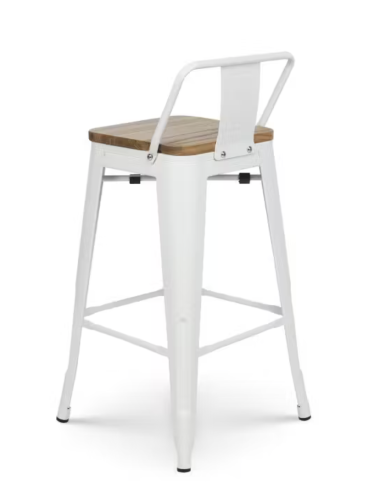 taburete de bar de metal blanco mate con...