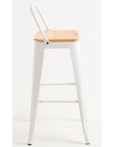 taburete de bar de metal blanco mate con...