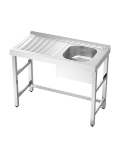 Fregadero industrial soldado seno izquierda 1200x600x850mm