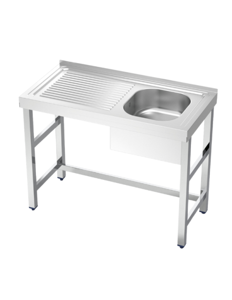 Fregadero industrial soldado seno izquierda 1200x600x850mm