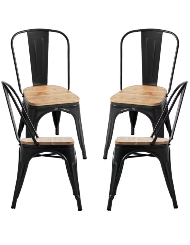 Sillas Industrial tolix Negro con Asiento de...