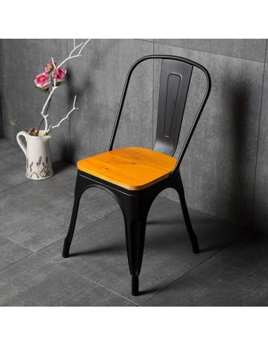 Sillas Industrial tolix Negro con Asiento de...