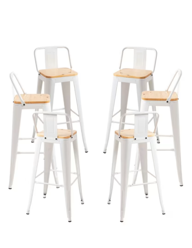 taburete de bar de metal blanco mate con...
