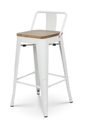 taburete de bar de metal blanco mate con...