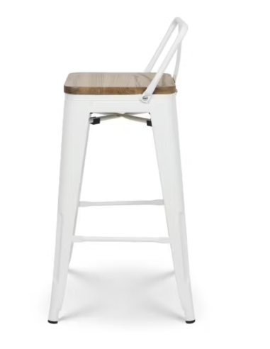taburete de bar de metal blanco mate con...
