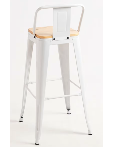 taburete de bar de metal blanco mate con...