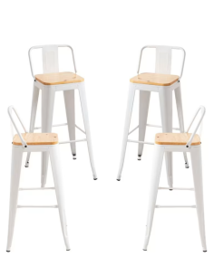 taburete de bar de metal blanco mate con asiento de...