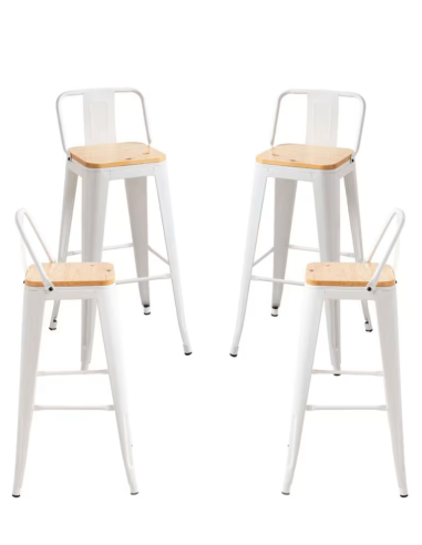 taburete de bar de metal blanco mate con...