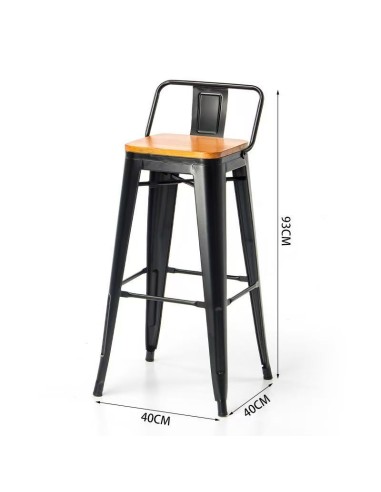 taburete de bar de metal negro mate con asiento...