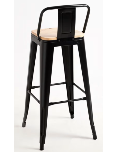 taburete de bar de metal negro mate con asiento...