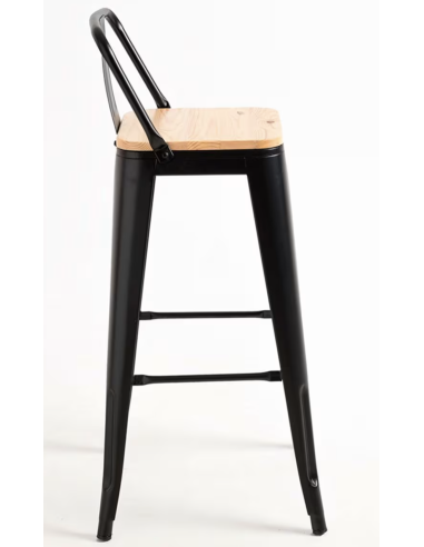 taburete de bar de metal negro mate con asiento...