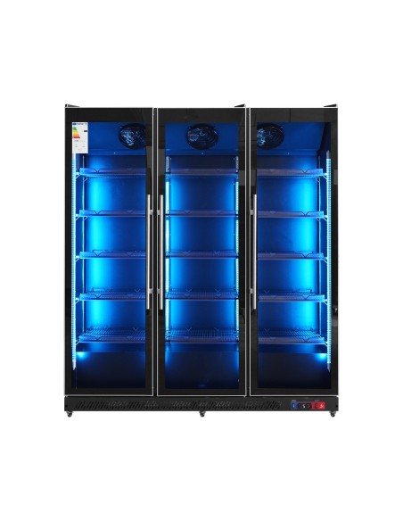 Armario expositor para bebidas refrigerado 3 puerta gran capacidad 1680 x 635 x 1990 mm 1500 litros ,Luz led multicolor