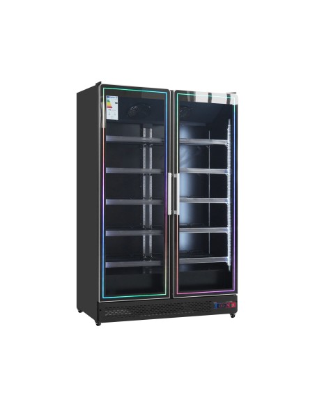 Armario expositor para bebidas refrigerado 2 puerta gran capacidad 1253x 710 x 2050 mm 1300 litros ,Luz led multicolor