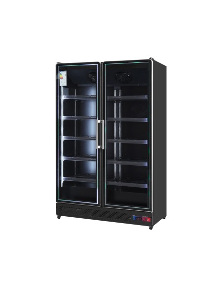 Armario expositor para bebidas refrigerado 2 puerta gran capacidad 1253x 710 x 2050 mm 1300 litros ,Luz led multicolor