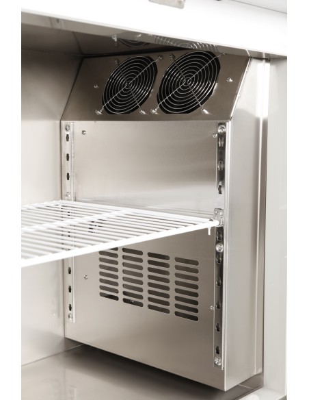 Mesa refrigerada , con fregadero 2 puertas de acero ventilada mural, 1500 x 600 x 850 + 100 mm alta calidad