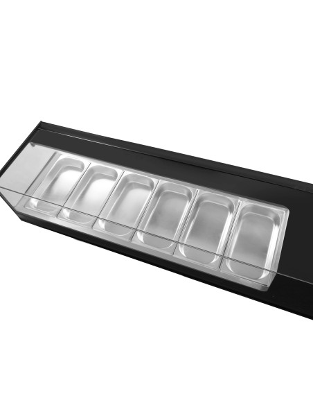 Vitrina para tapas refrigerada de acero inoxidable sobremesa 6 bandejas