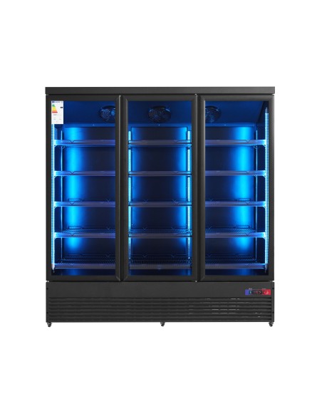 Armario expositor para bebidas refrigerado 3 puertas 1880 x 710 x 2090 mm 1800 litros refrigeración ventilada Luz led colorida