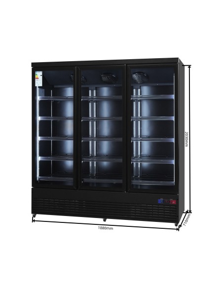 Armario expositor para bebidas refrigerado 3 puertas 1880 x 710 x 2090 mm 1800 litros refrigeración ventilada Luz led colorida