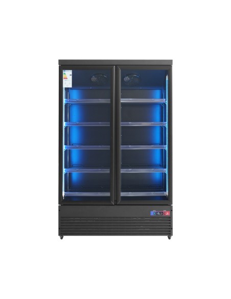 Armario expositor para bebidas refrigerado 2 puertas 1253 x 750 x 2080 mm 1300 litros Luz led multicolor
