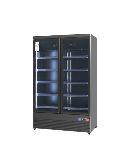 Armario expositor para bebidas refrigerado 2 puertas 1253 x 750 x 2080 mm 1300 litros Luz led multicolor
