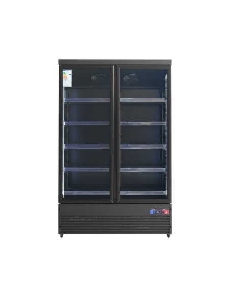 Armario expositor para bebidas refrigerado 2 puertas 1253 x 750 x 2080 mm 1300 litros Luz led multicolor