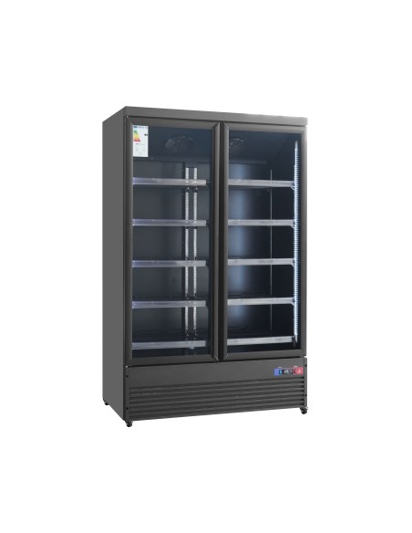 Armario expositor para bebidas refrigerado 2 puertas 1253 x 750 x 2080 mm 1300 litros Luz led multicolor