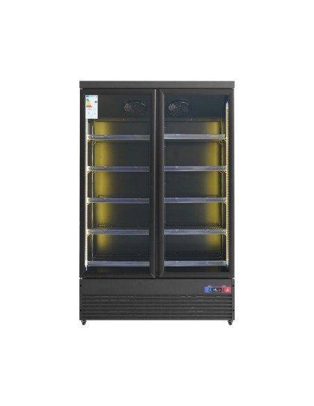 Armario expositor para bebidas refrigerado 2 puertas 1253 x 750 x 2080 mm 1300 litros Luz led multicolor